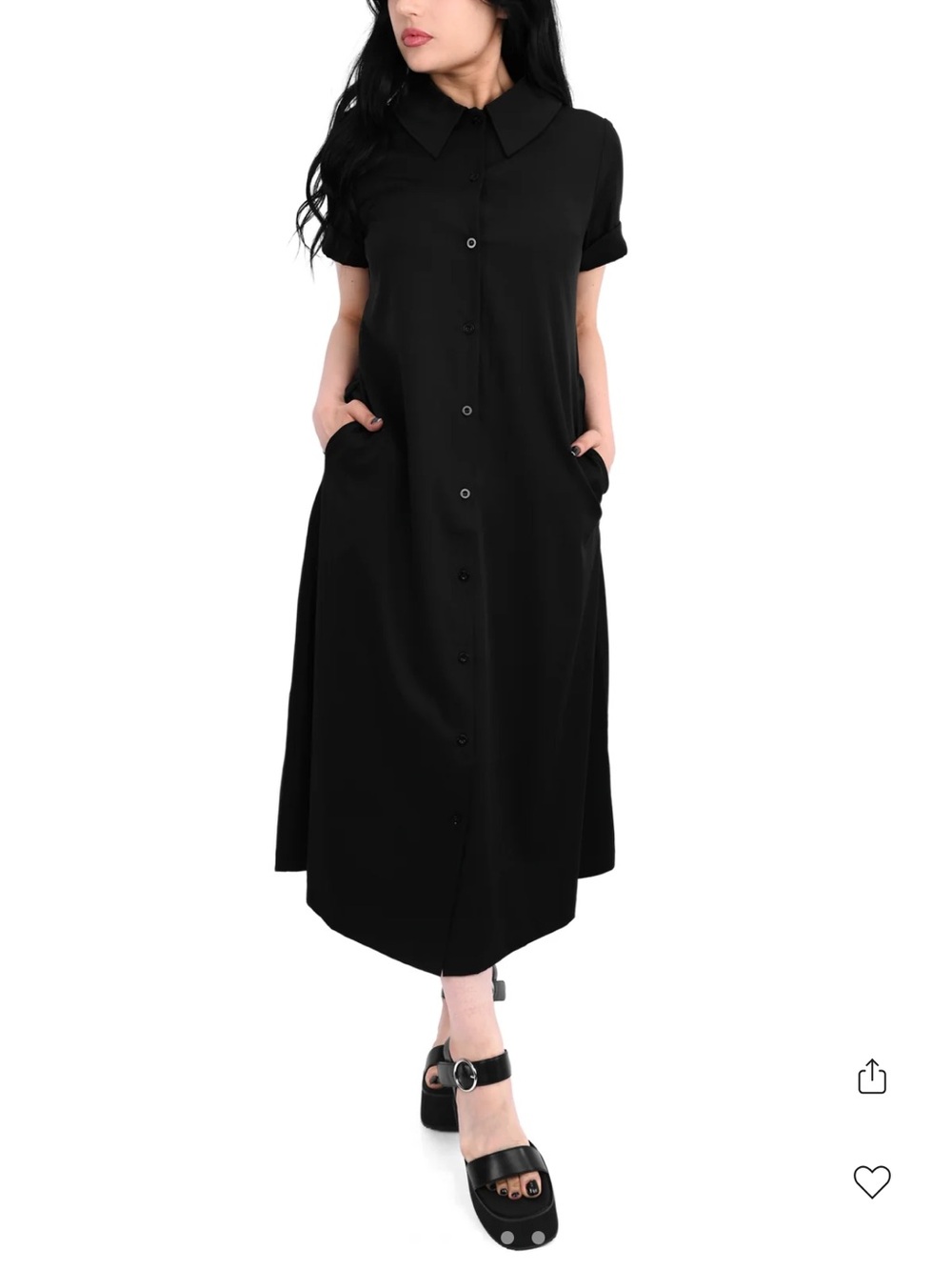 Foxblood Merlina Black Button-Front Shirt Dress - Women size small - Picture 3 of 12